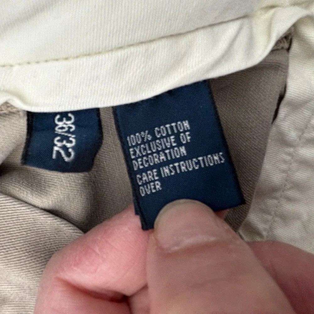 Polo Ralph Lauren Ethan Pant 36x32 Tan Pleated Chino 100% Cotton Mens Beige